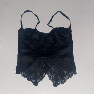 Victoria’s Secret Black Satin & Lace Corset Bustier in 36C